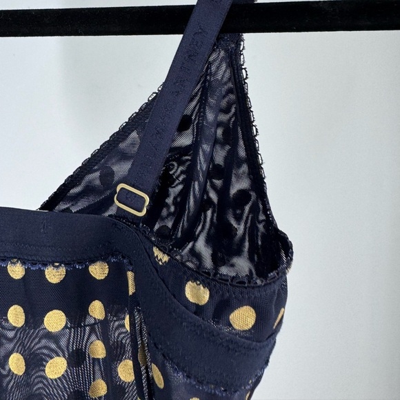 Stella McCartney Florence Fluttering Metallic Polka Dot Mesh Bodysuit Ink Gold S - Picture 8 of 8